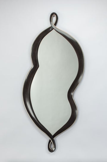 "2712-FMF Smokey Grayish Black Oversize Mirror with Wood Trim" | Vrxco.com