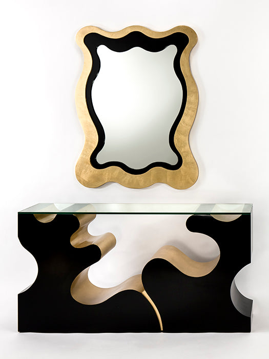 4459-D1 Black & Goldleaf Console Table with stylish modern design | Vrxco.com