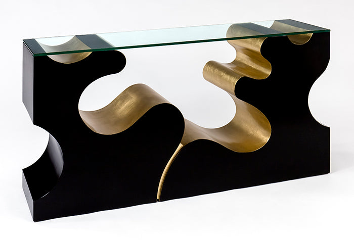 4459-D1 Black & Goldleaf Console Table with stylish modern design | Vrxco.com