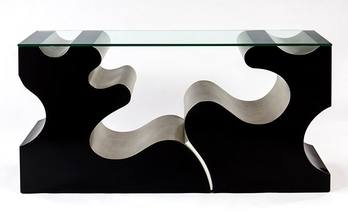 4459-D2 Black & Silverleaf Console Table with modern design | Vrxco.com