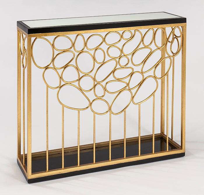 4469-D Gold Metal & Wood Console Table with chic modern design | Vrxco.com