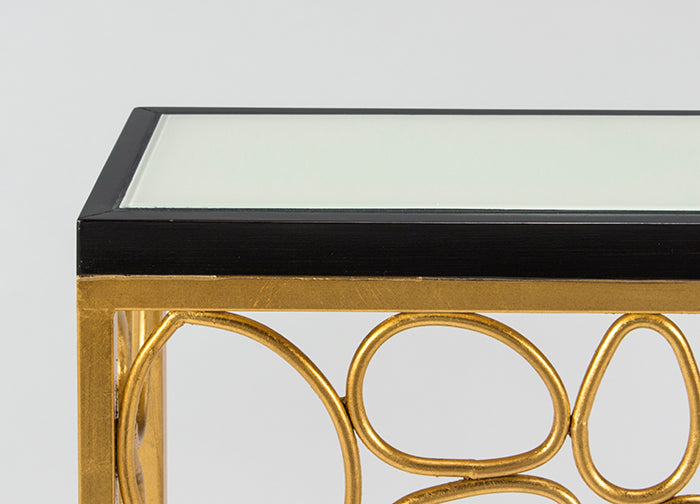 4469-D Gold Metal & Wood Console Table with chic modern design | Vrxco.com