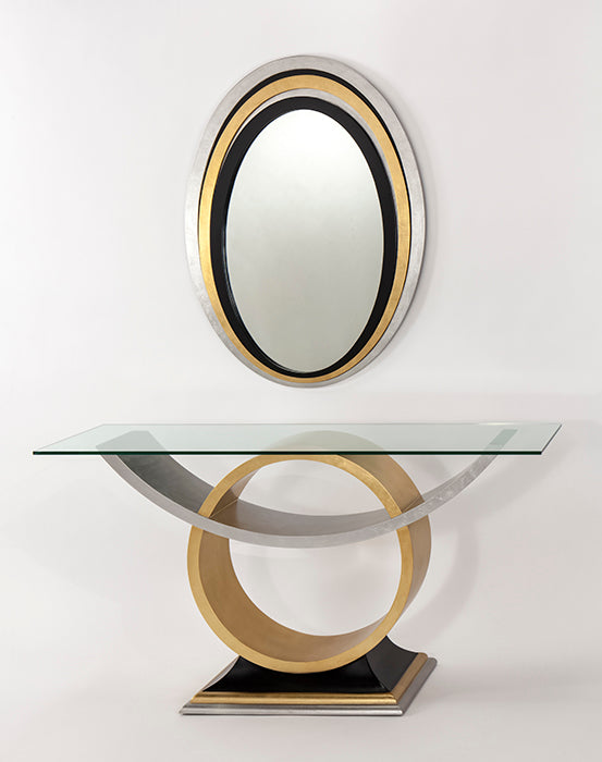 4472-D Wood Console Table with Glass featuring modern design | Vrxco.com