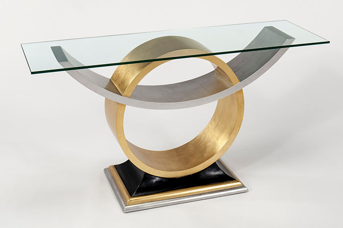 4472-D Wood Console Table with Glass featuring modern design | Vrxco.com