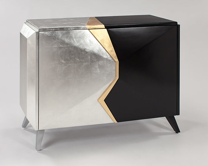 4497-S Black, Gold, and Silver 2-Door Cabinet - Stylish and Modern Storage Solution | Vrxco.com