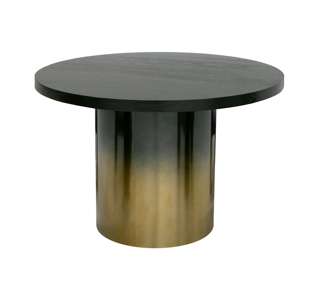 Modrest Elmira Glam Black Ash Gradient Stainless Steel Round Dining Table showcasing glamor and modern design | Vrxco.com