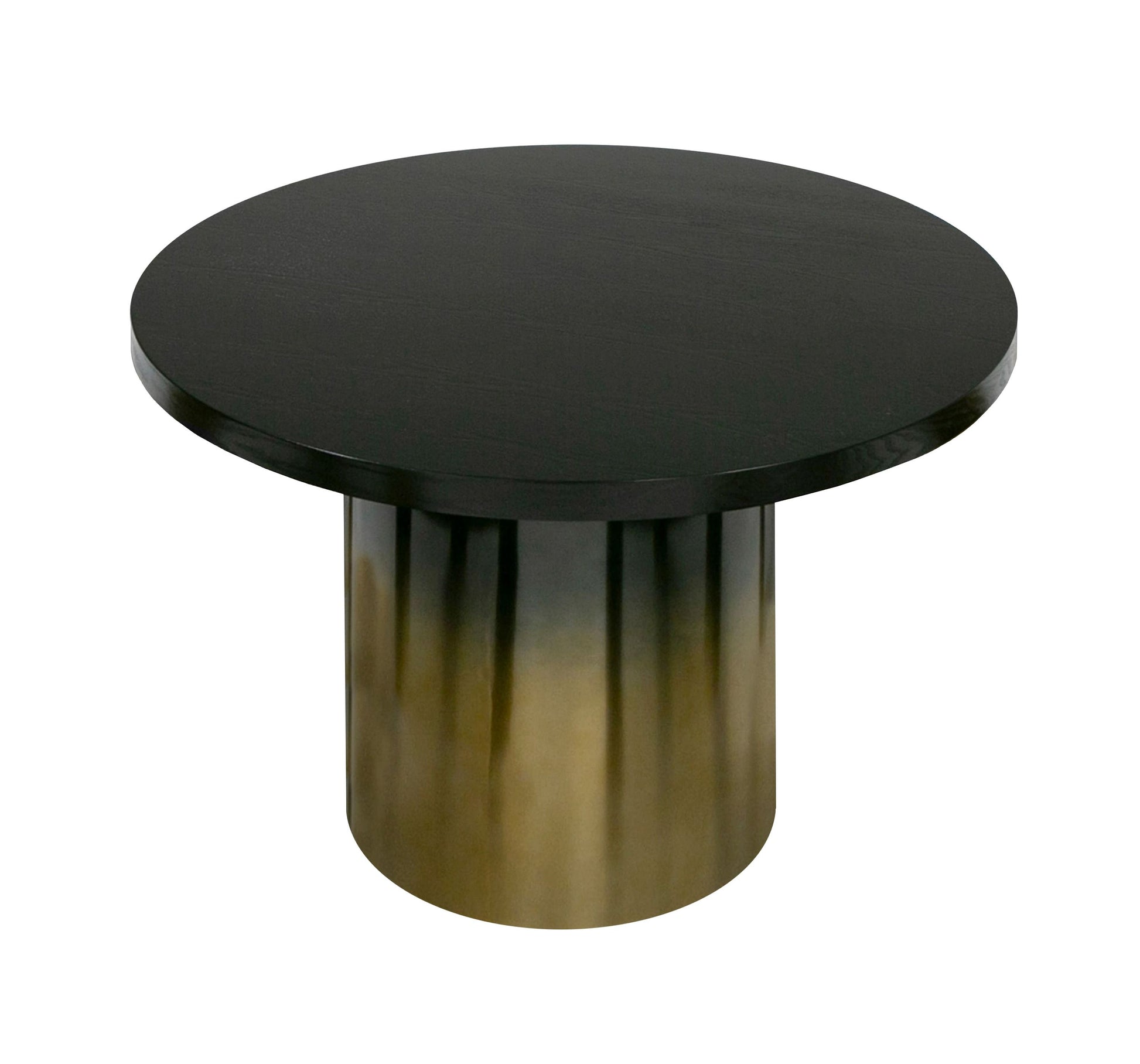 Modrest Elmira Glam Black Ash Gradient Stainless Steel Round Dining Table showcasing glamor and modern design | Vrxco.com