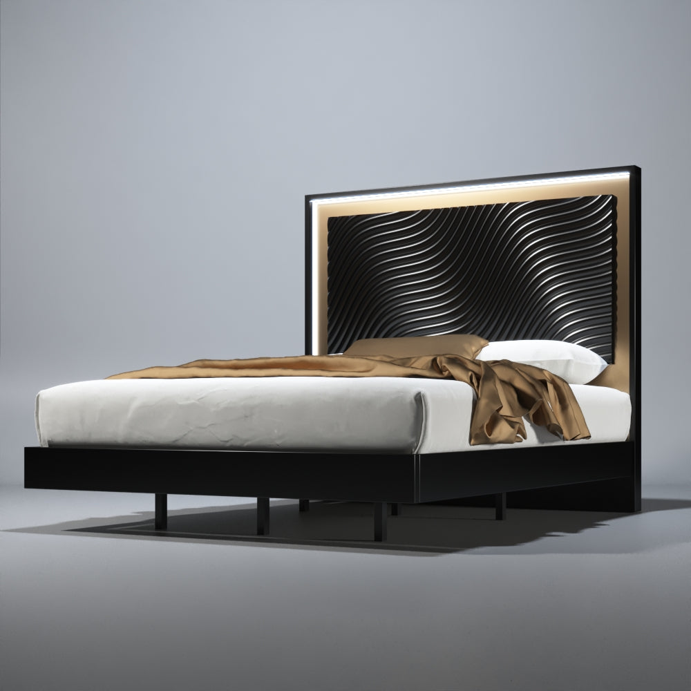 Wave Bedroom Set in Dark Grey with sleek design and practical storage | Vrxco.com