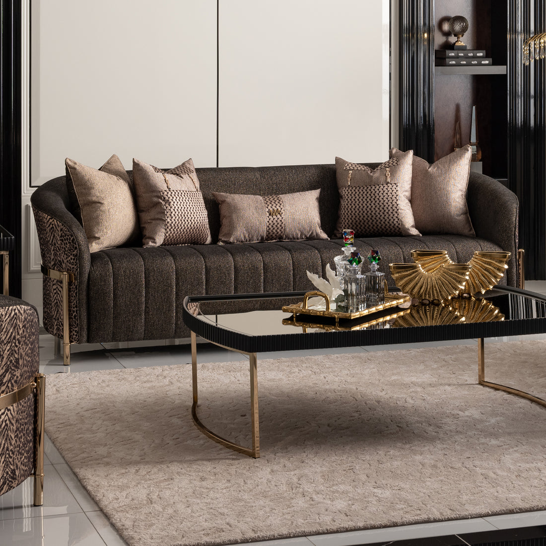 LISBON Sofa Onyx Gold with elegant modern design  | Vrxco.com