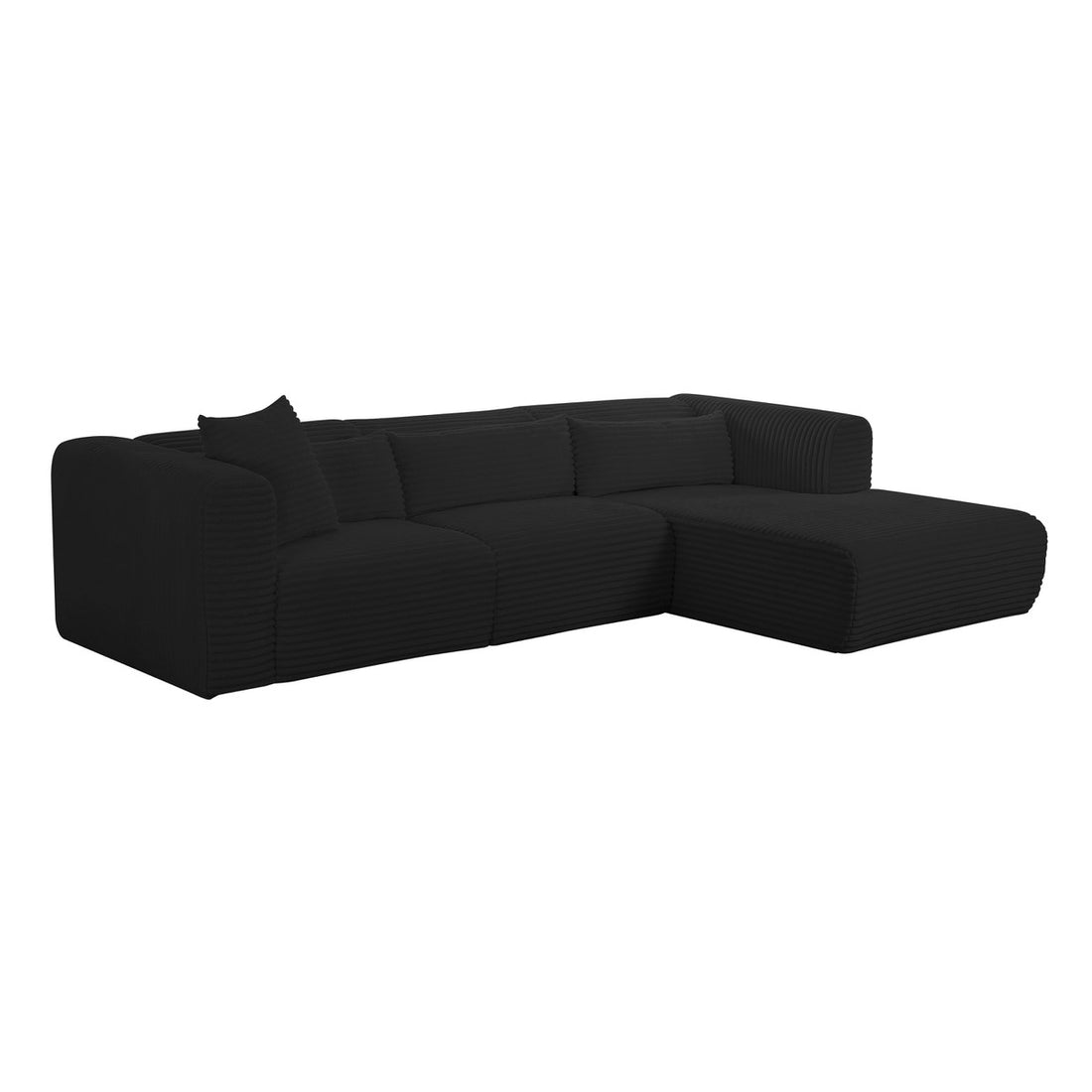 Tarra Fluffy Oversized Black Corduroy Modular Sectional