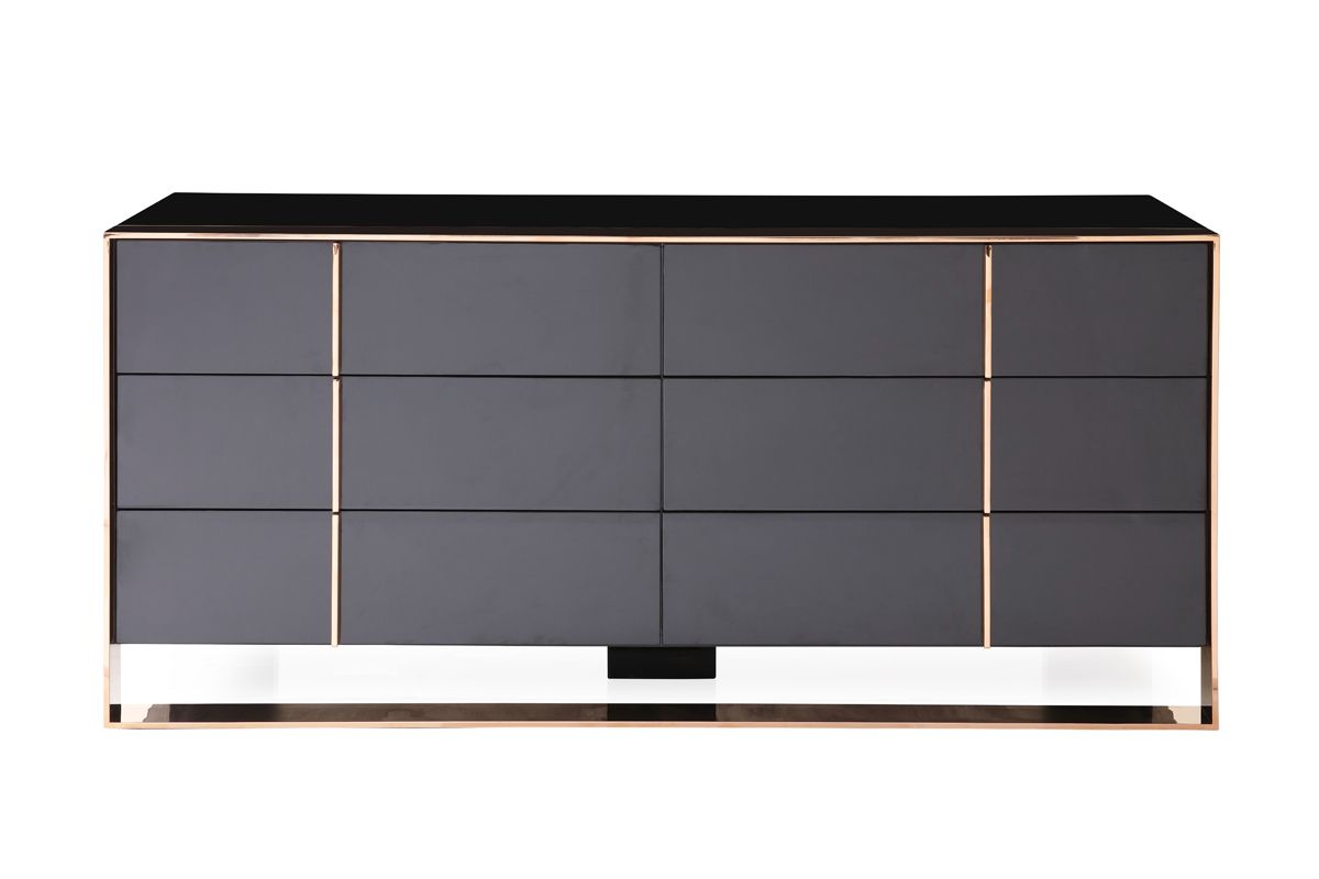 Nova Domus Cartier Modern Black & Rosegold Bedroom Set with luxurious accents | Vrxco.com