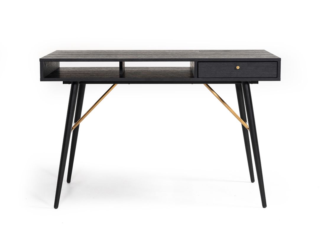 "Modrest Billy Modern Black Oak & Gold Office Desk - Stylish office desk" | Vrxco.com