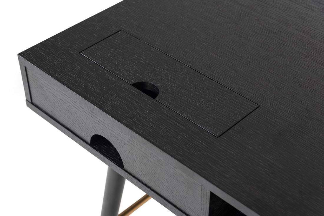 "Modrest Billy Modern Black Oak & Gold Office Desk - Stylish office desk" | Vrxco.com