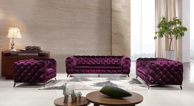 "Glitz Purple Sofa Set with stylish design and contemporary flair" | Vrxco.com