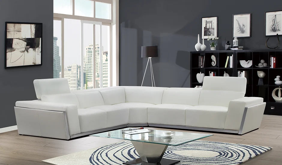 MI-8010A Domo Sectional in White with sleek design and plush comfort | Vrxco.com