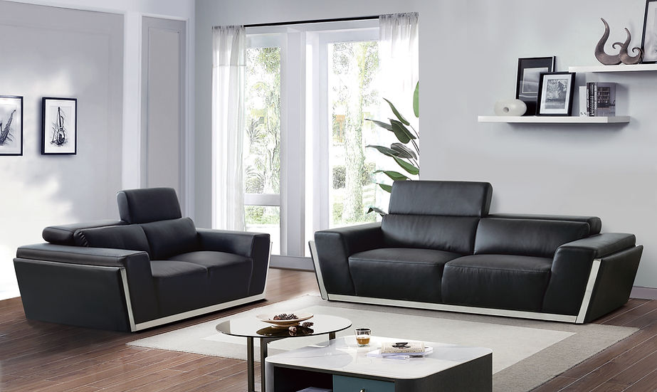 MI-8010 Domo Sofa Set in Black with modern design and plush comfort | Vrxco.com