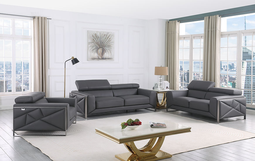 "MI-989 Giorgio Sofa Set Grey - Modern elegance living room furniture" | Vrxco.com