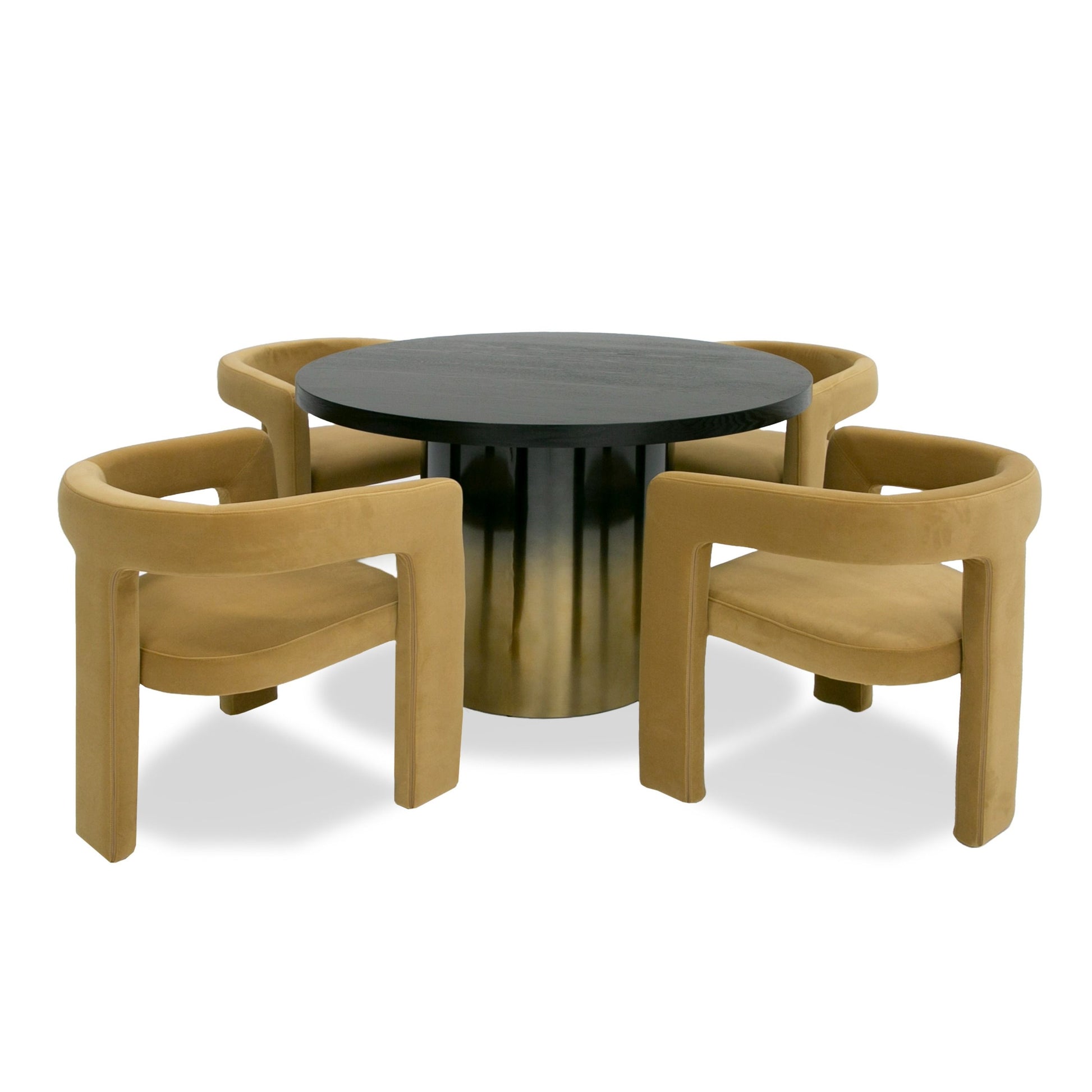 Modrest Elmira Glam Black Ash Gradient Stainless Steel Round Dining Table showcasing glamor and modern design | Vrxco.com