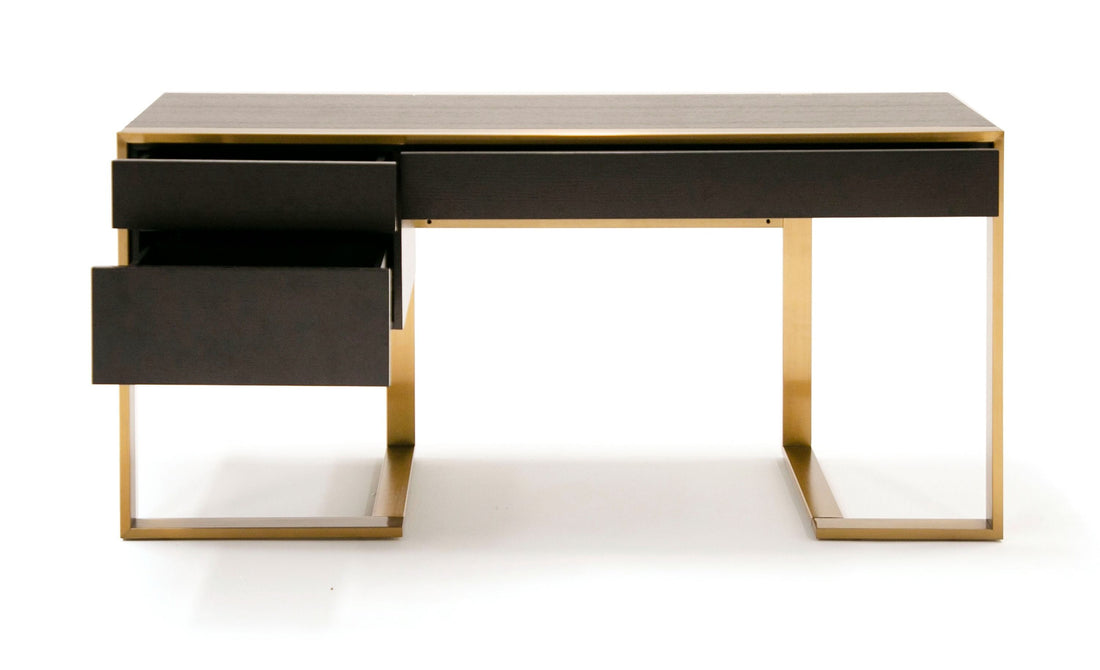 "Modrest Modern Fauna Wenge and Brass Desk - Contemporary office furniture" | Vrxco.com