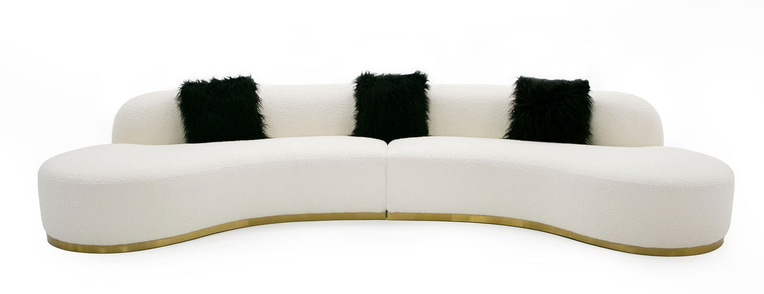 "Divani Casa Frontier Glam Off-White Fabric Curved Sectional Sofa with Black Pillows - Stylish and luxurious living room furniture" | Vrxco.com