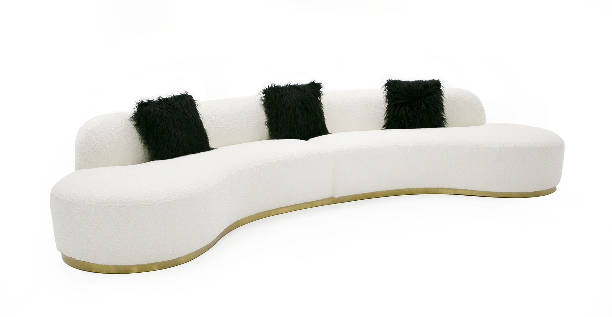 "Divani Casa Frontier Glam Off-White Fabric Curved Sectional Sofa with Black Pillows - Stylish and luxurious living room furniture" | Vrxco.com