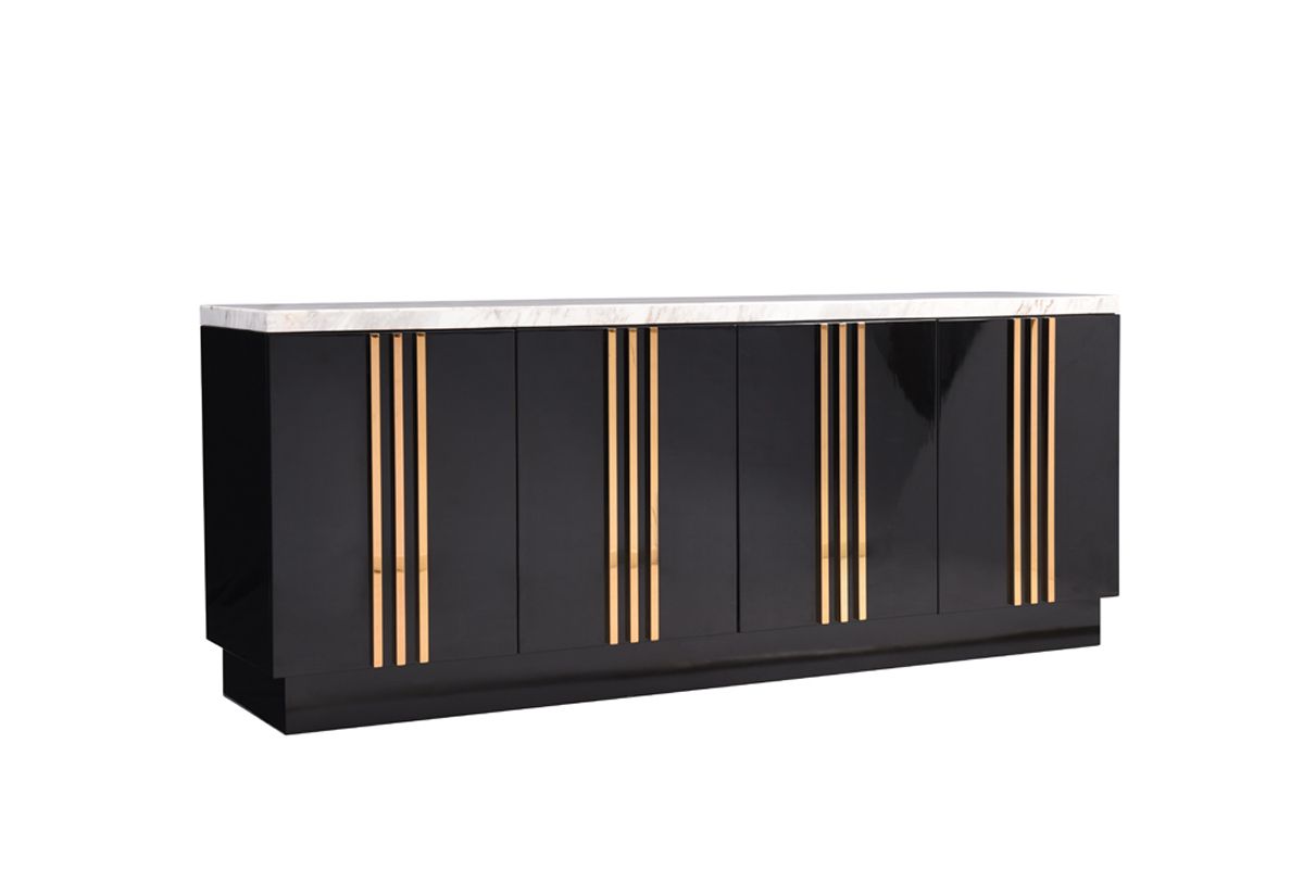 Modrest Kingsley Modern Marble & Rosegold Buffet showcasing luxury and modern design | Vrxco.com