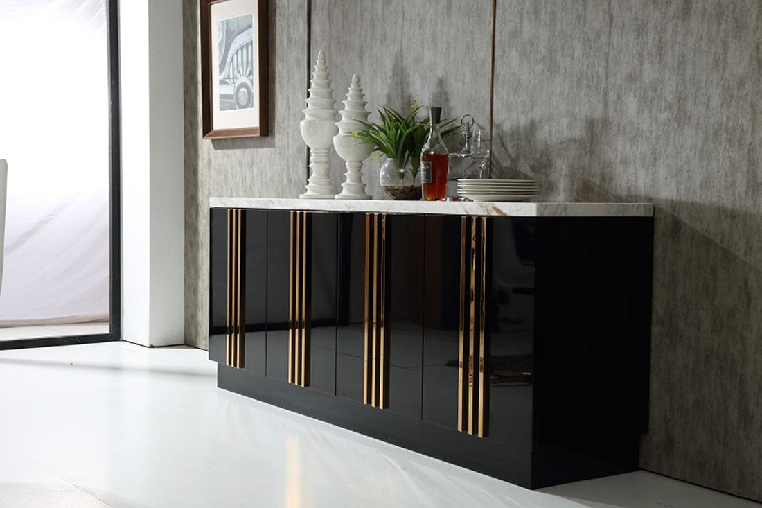 Modrest Kingsley Modern Marble & Rosegold Buffet showcasing luxury and modern design | Vrxco.com